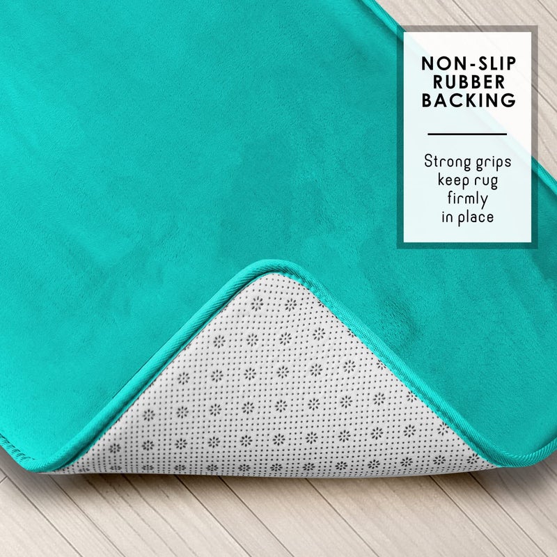 Clara Clark 2 Piece Bathroom Rugs Bath Mat Set, Velvet Memory Foam Bath Mats for Bathroom - Non-Slip, PVC Backing Bath Rugs, Washable - Dries Quickly, Teal - Image 4